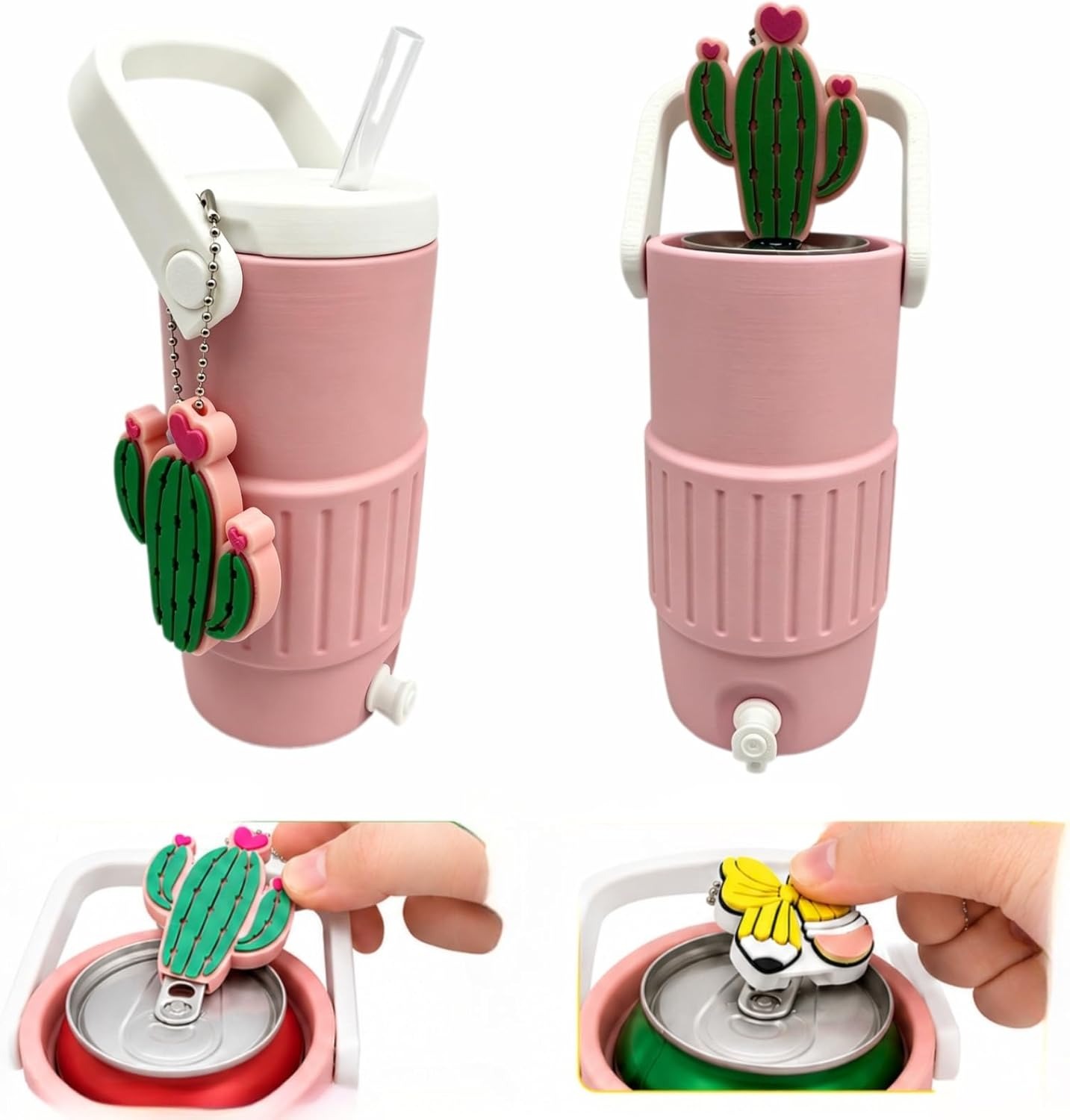 Cactus & Butterfly Can Opener, Cute Portable Beverage Can Tab Lifter for Slim Cans