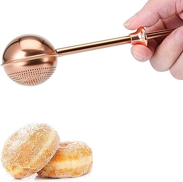 Stainless Steel Powdered Sugar Duster, Spring Handle Flour Sifter for Baking
