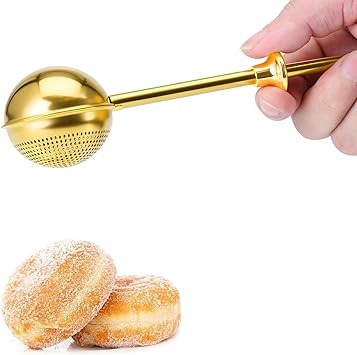 Stainless Steel Powdered Sugar Duster, Spring Handle Flour Sifter for Baking
