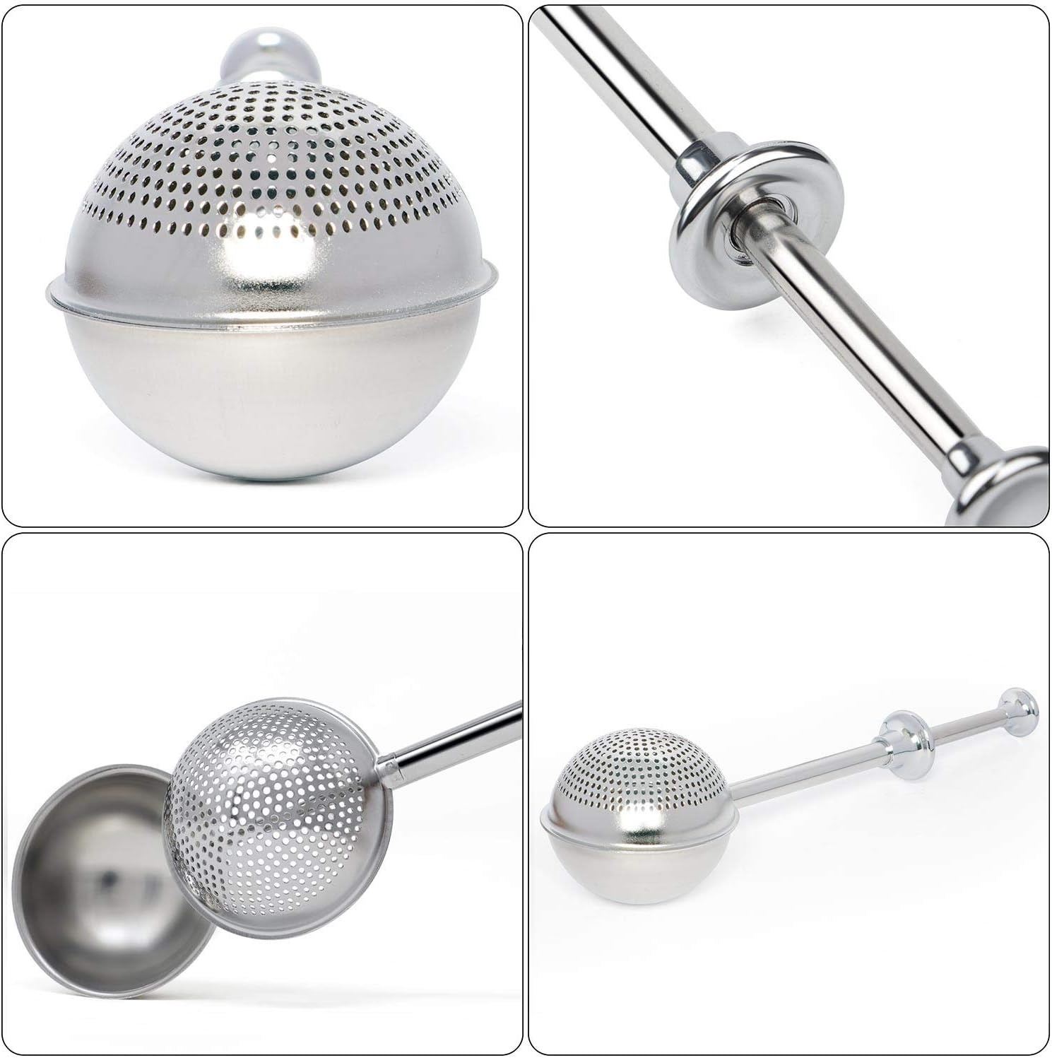Stainless Steel Powdered Sugar Duster, Spring Handle Flour Sifter for Baking