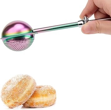 Stainless Steel Powdered Sugar Duster, Spring Handle Flour Sifter for Baking