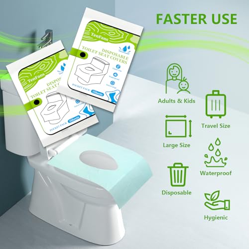 Disposable Toilet Seat Covers, Extra Large Waterproof Portable Toilet Seat Liners for Travel Public Restrooms