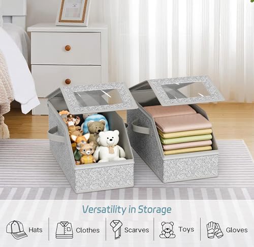 Hat Storage Organizer, Stackable Dust‑Proof Baseball Cap Storage Box with Clear Window for Closet
