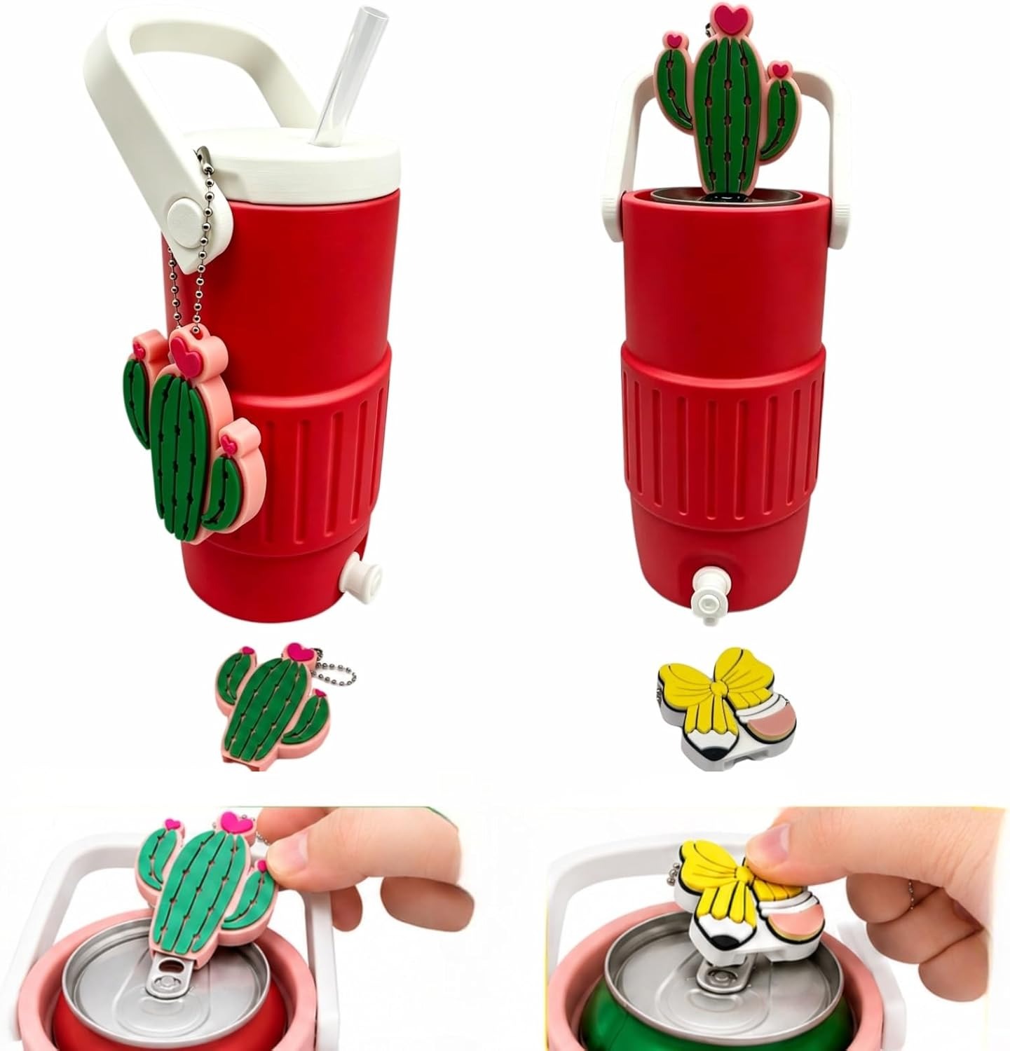 Cactus & Butterfly Can Opener, Cute Portable Beverage Can Tab Lifter for Slim Cans