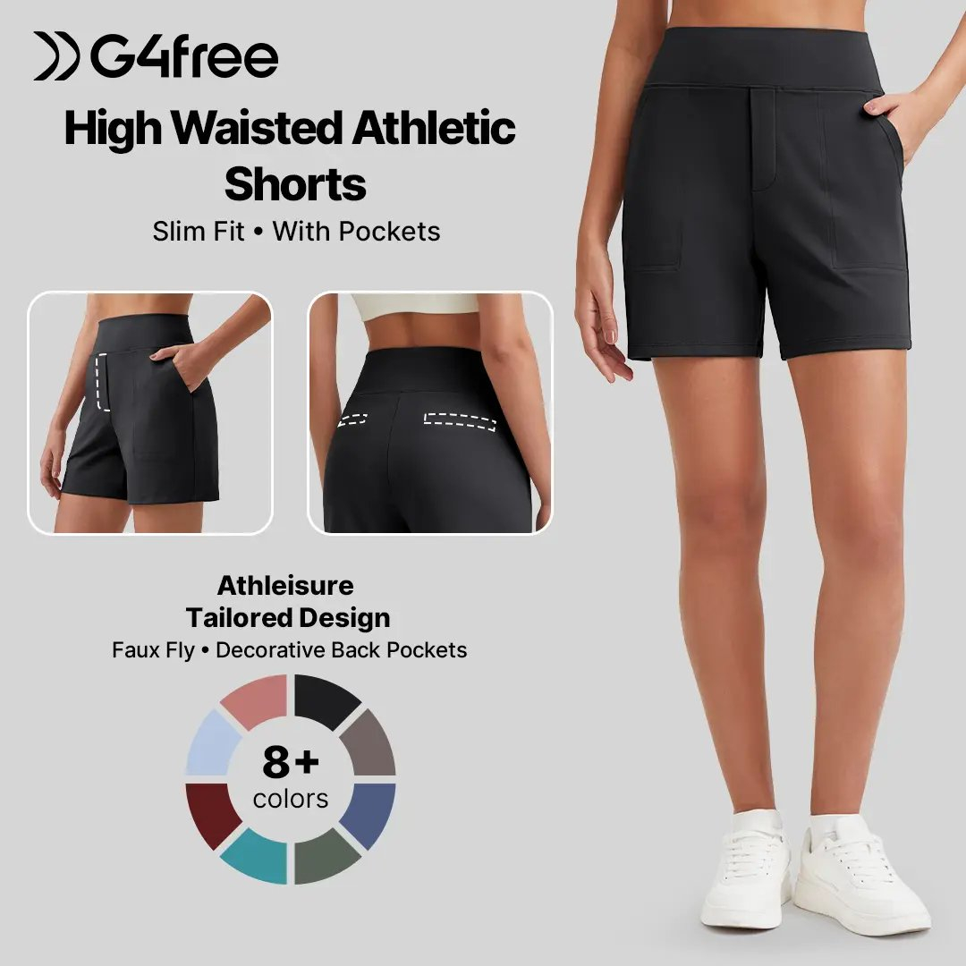 Tummy Control Pocket Bermuda Shorts – High Waisted Stretch Fit