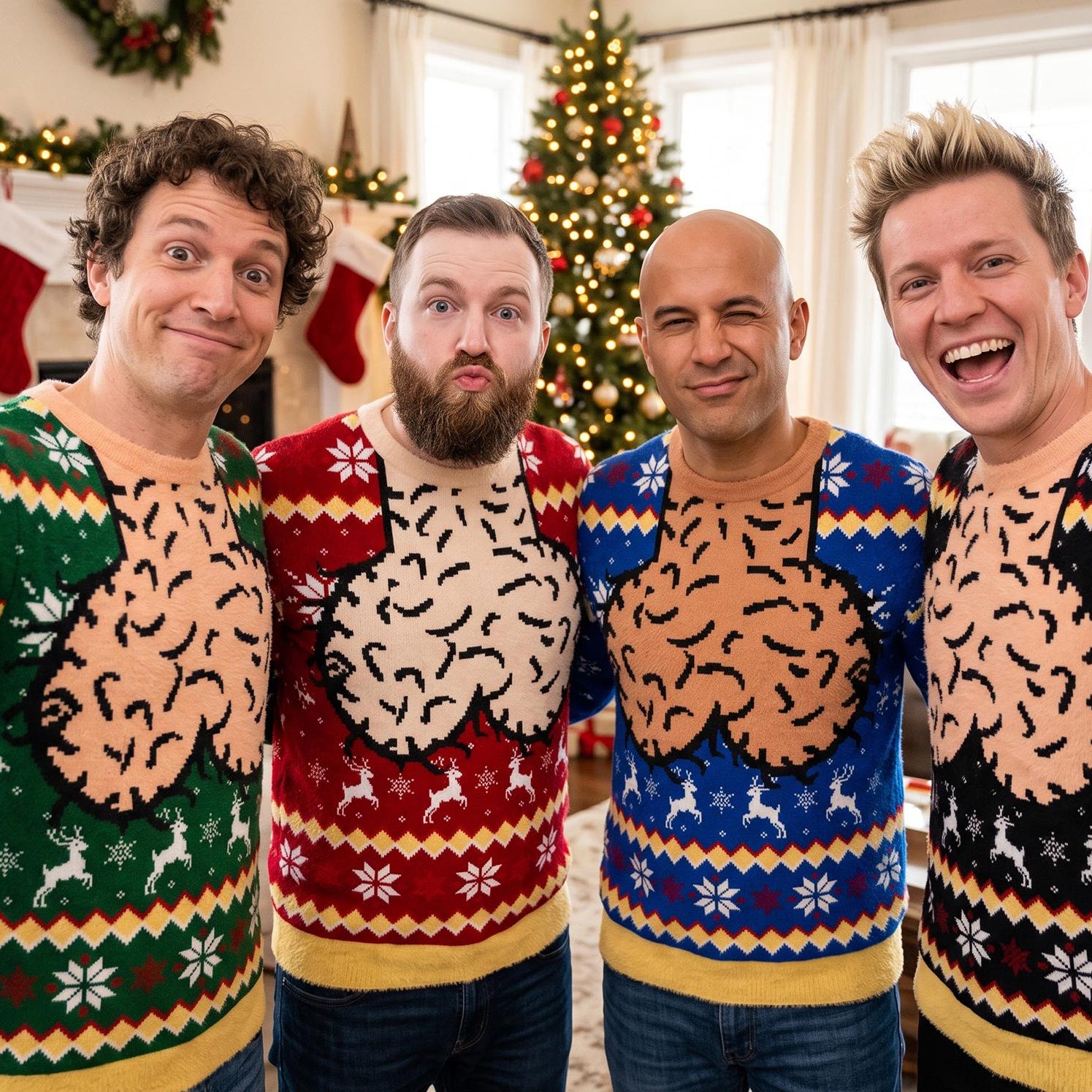 Meme Ugly Sweater,Funny Jingle Balls Christmas Ugly Sweater Women Chest Cleavage Ugly Sweater