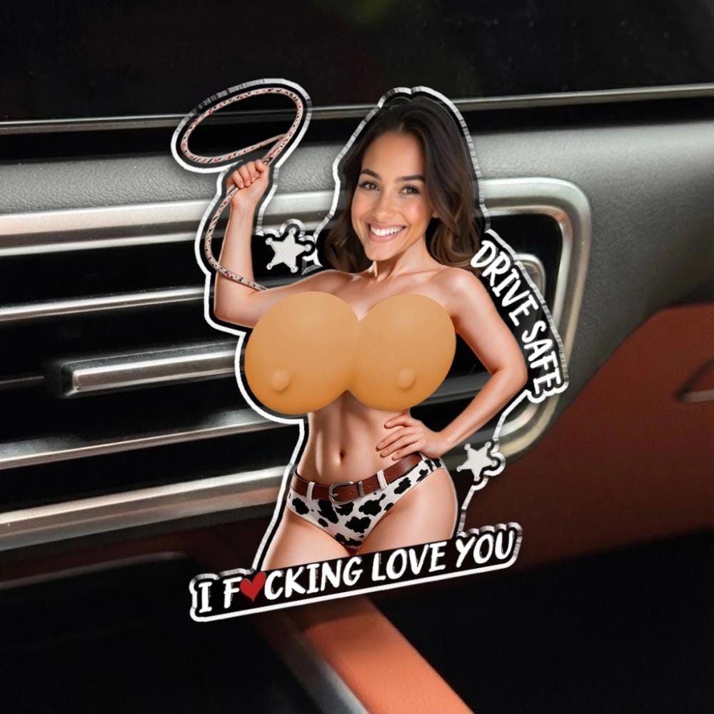 Personalized Funny Cowgirl Car Vent Clip, Custom Photo Face Squishy Acrylic Car Accessory