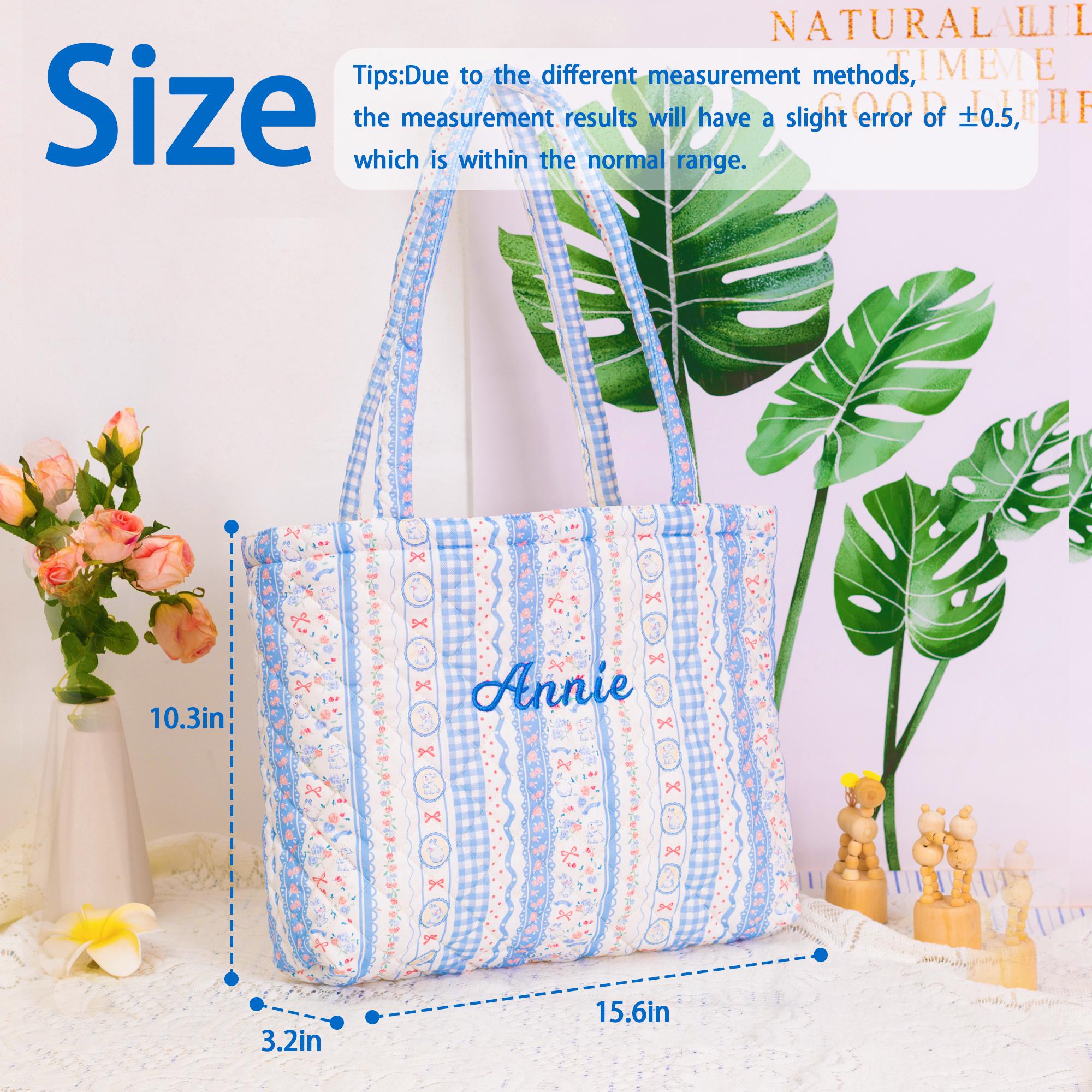 Personalized Quilted Soft  Floral Tote Bag-Embroidered Name