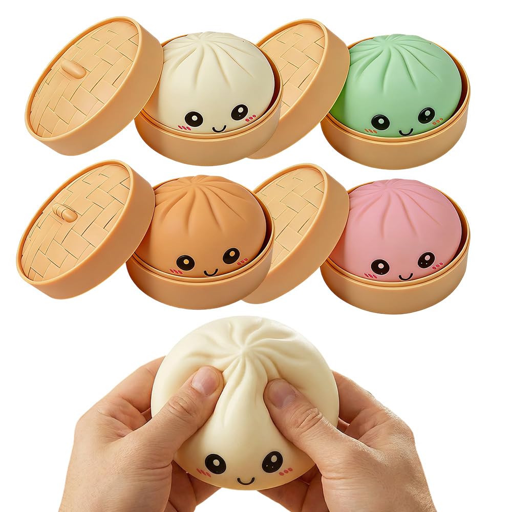 Dumpling Squishies, Squeeze Sensory Stress Relief Dumpling with Steamer Box