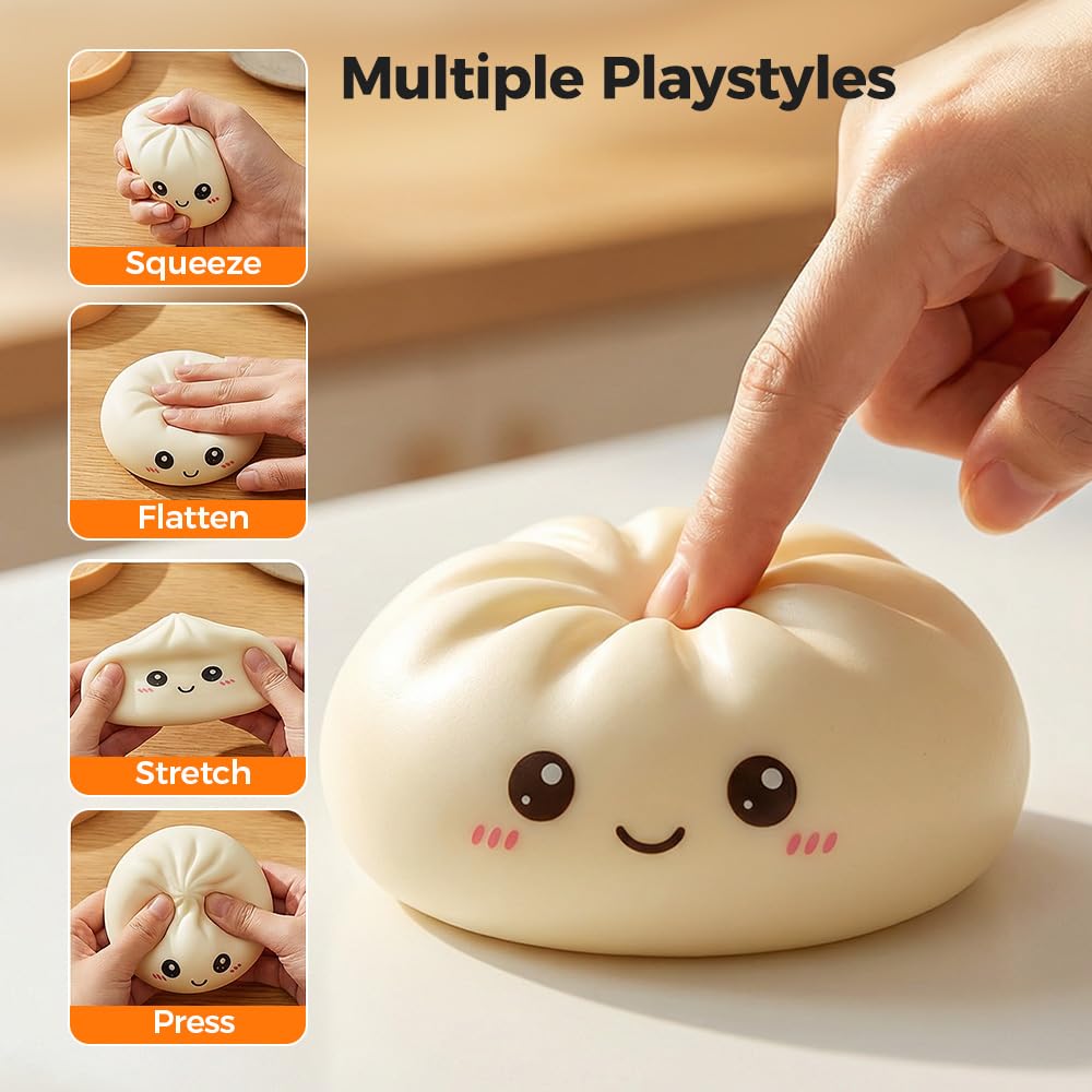 Dumpling Squishies, Squeeze Sensory Stress Relief Dumpling with Steamer Box