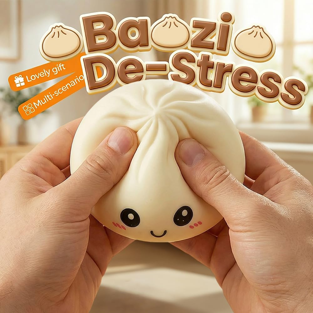 Dumpling Squishies, Squeeze Sensory Stress Relief Dumpling with Steamer Box