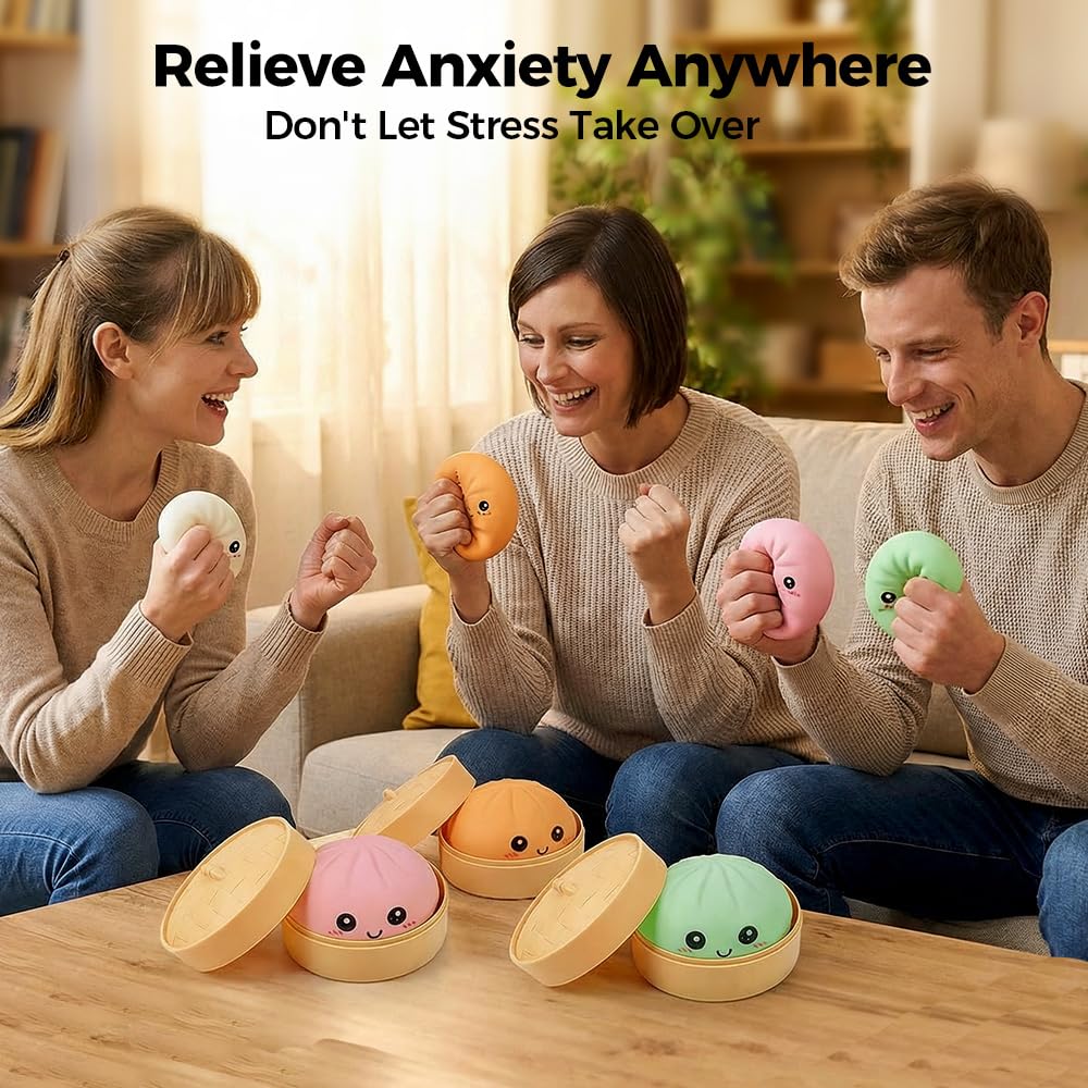 Dumpling Squishies, Squeeze Sensory Stress Relief Dumpling with Steamer Box