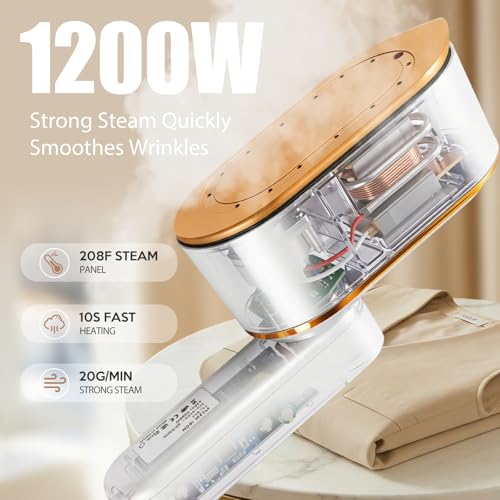 Handheld Steam Iron, Portable Travel Garment Steamer, 2-in-1 Wrinkle Remover for Home Travel