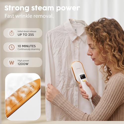 Handheld Steam Iron, Portable Travel Garment Steamer, 2-in-1 Wrinkle Remover for Home Travel