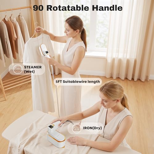 Handheld Steam Iron, Portable Travel Garment Steamer, 2-in-1 Wrinkle Remover for Home Travel