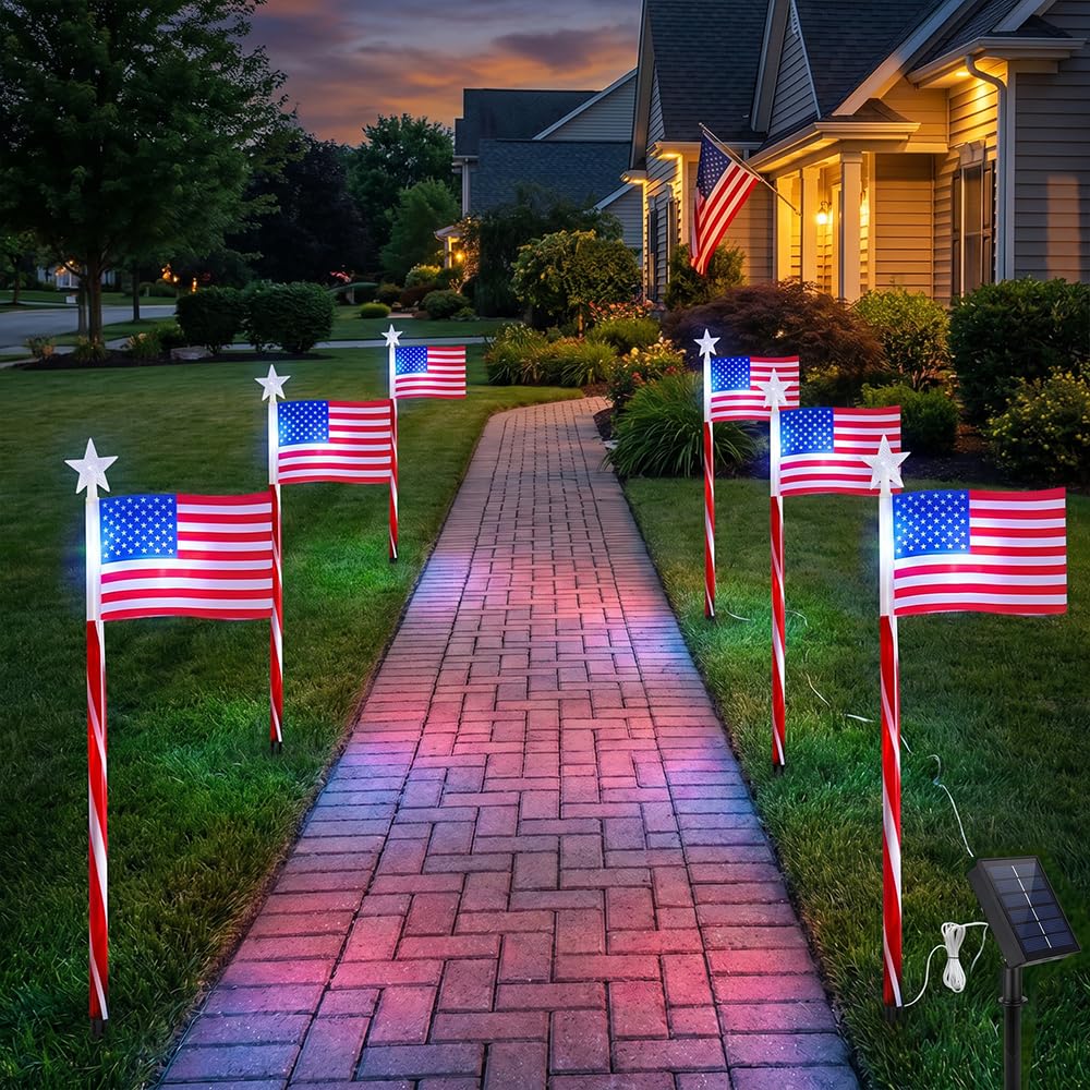 4th of July Decorations Outdoor American Flag Lights