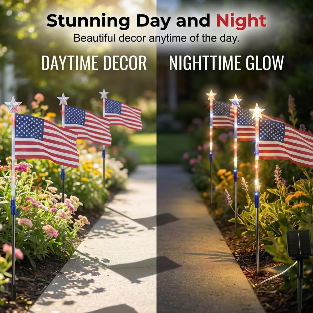 4th of July Decorations Outdoor American Flag Lights