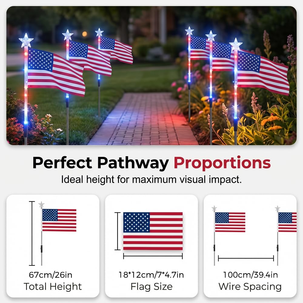 4th of July Decorations Outdoor American Flag Lights
