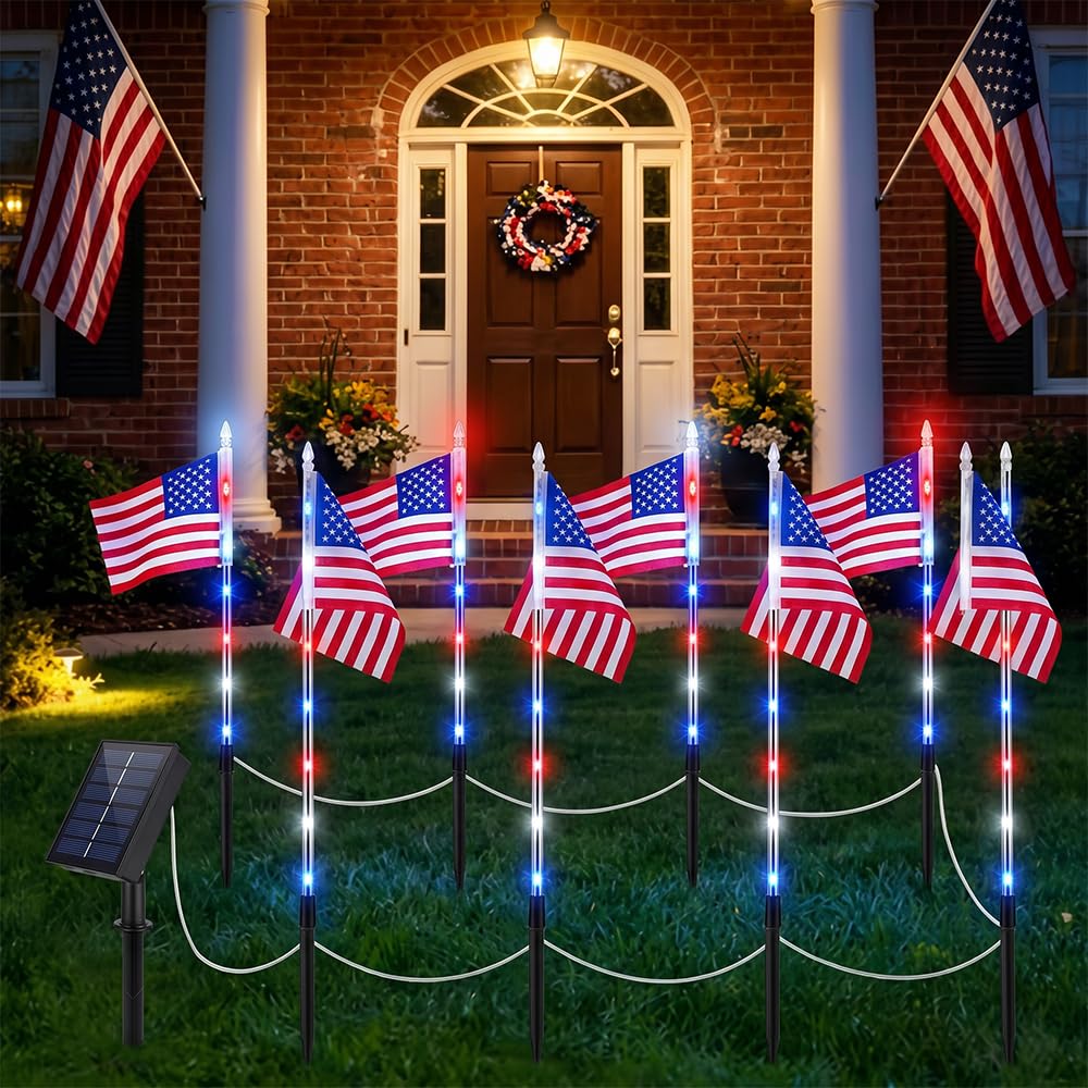 4th of July Decorations Outdoor American Flag Lights