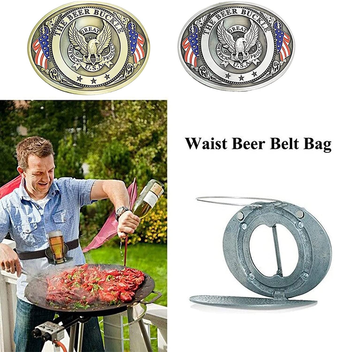 Vintage Western cowboy Belt Buckle Water Bottle Belt Clip Holder 