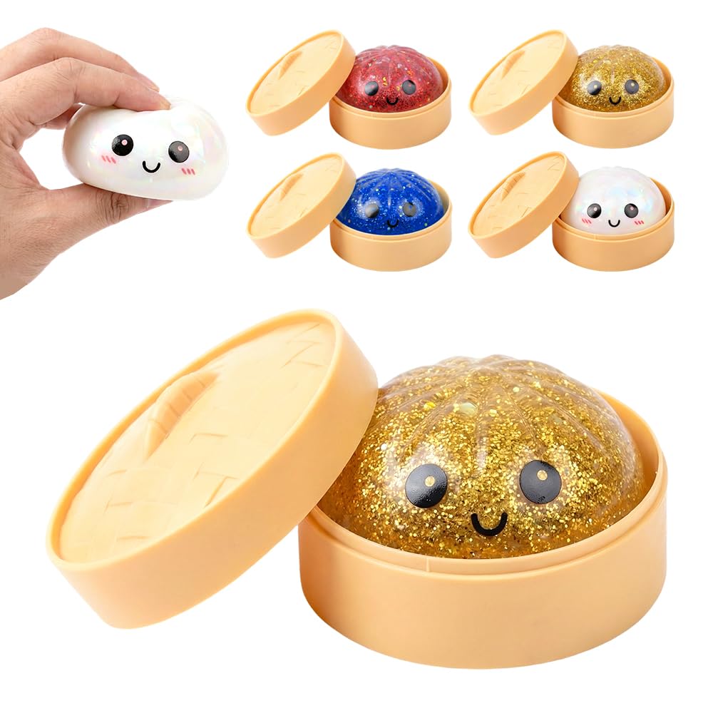 Dumpling Squishies, Squeeze Sensory Stress Relief Dumpling with Steamer Box
