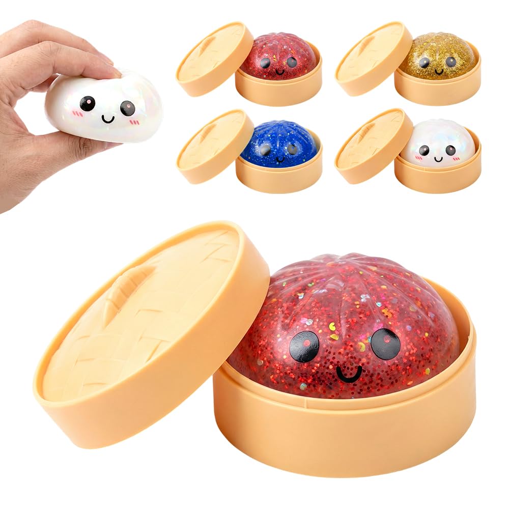 Dumpling Squishies, Squeeze Sensory Stress Relief Dumpling with Steamer Box