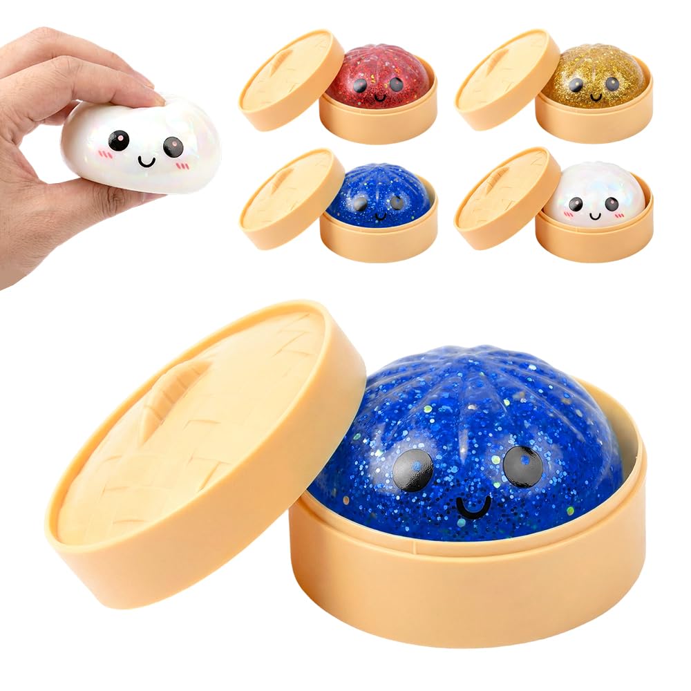 Dumpling Squishies, Squeeze Sensory Stress Relief Dumpling with Steamer Box