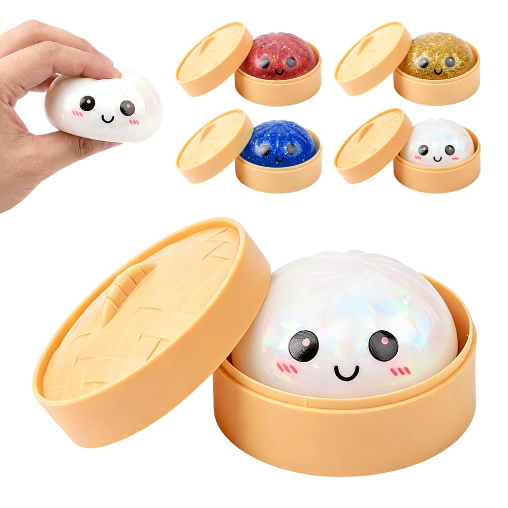 Dumpling Squishies, Squeeze Sensory Stress Relief Dumpling with Steamer Box