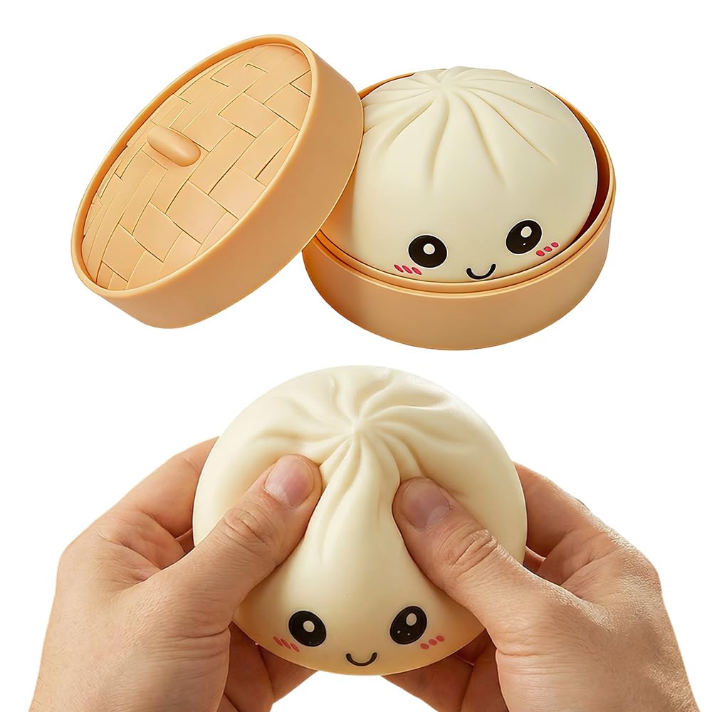 Dumpling Squishies, Squeeze Sensory Stress Relief Dumpling with Steamer Box