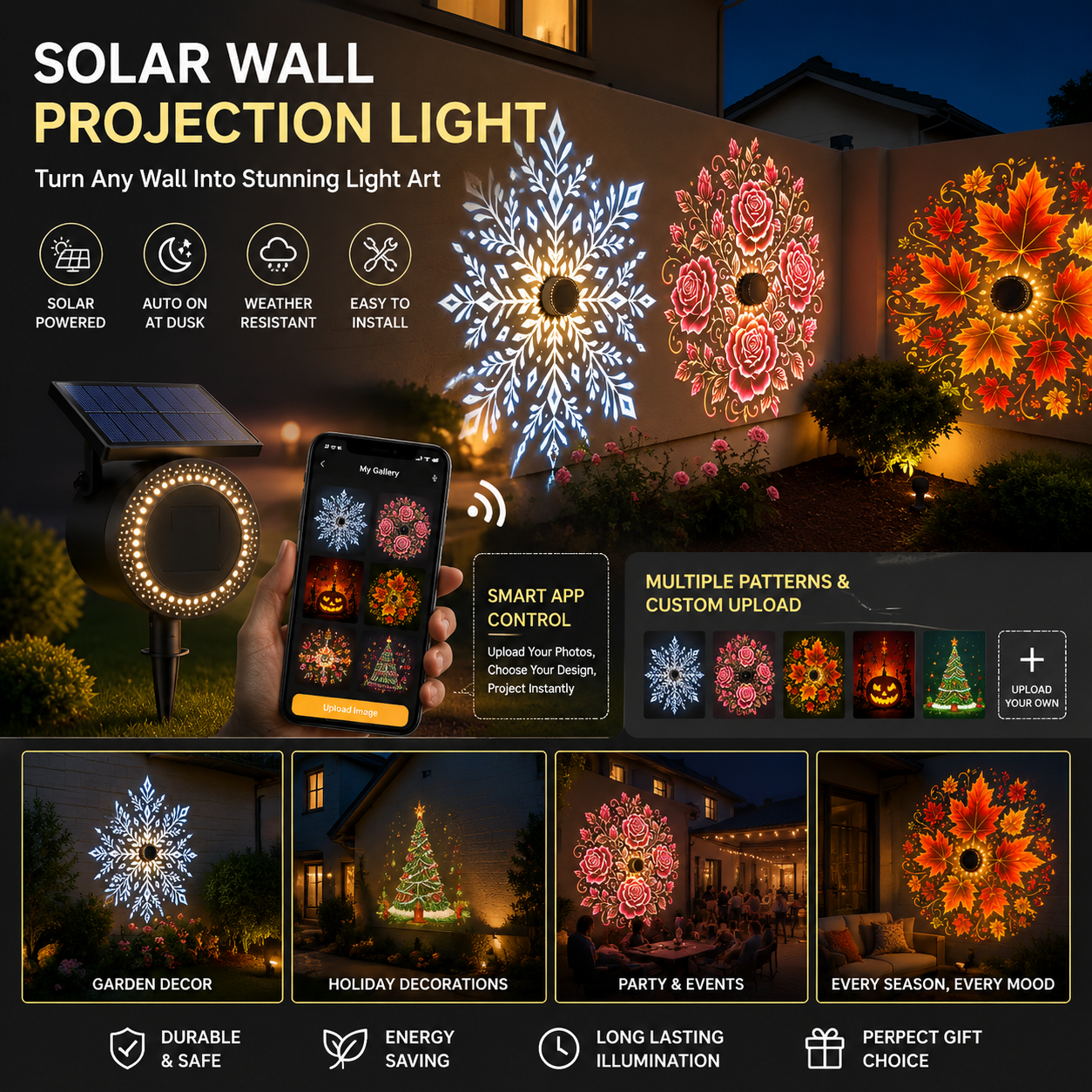 Latest Smart Solar-Powered Projection Garden Lights Set