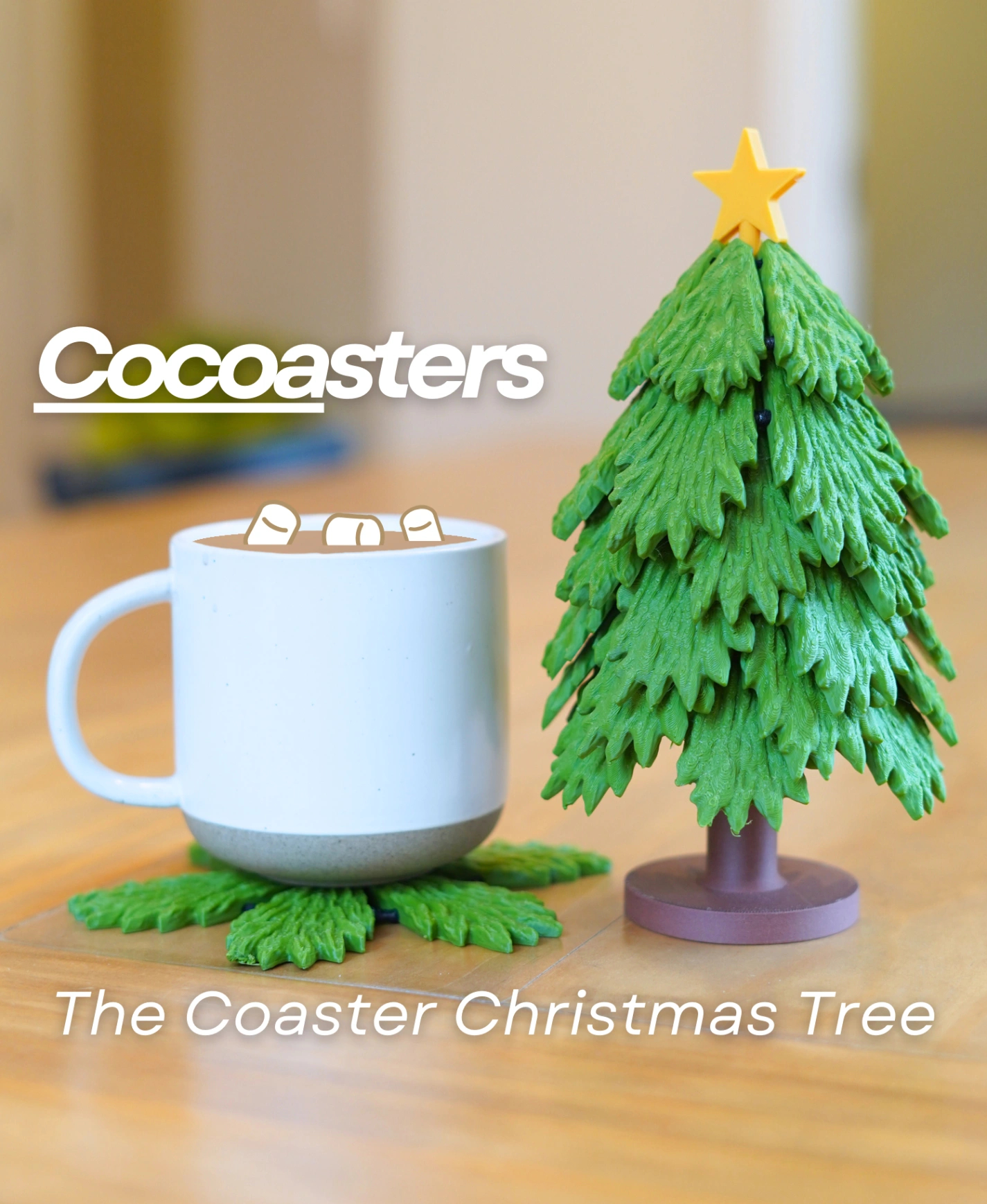 3D Christmas Tree Coaster Set