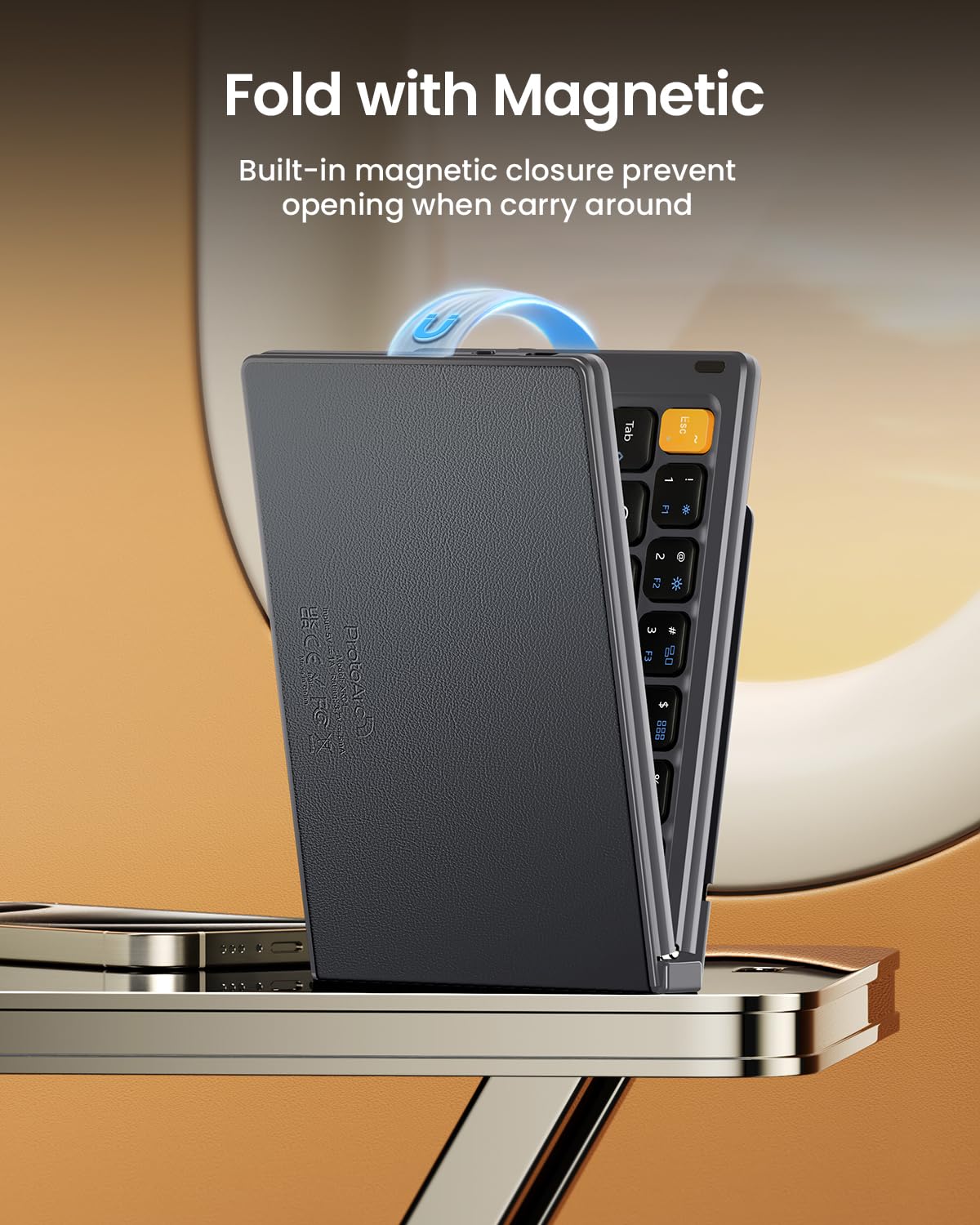 Foldable Bluetooth Keyboard with PU Leather