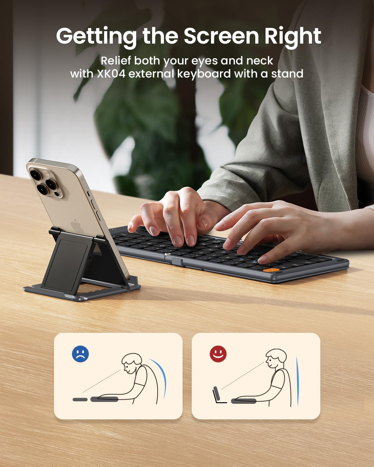 Foldable Bluetooth Keyboard with PU Leather