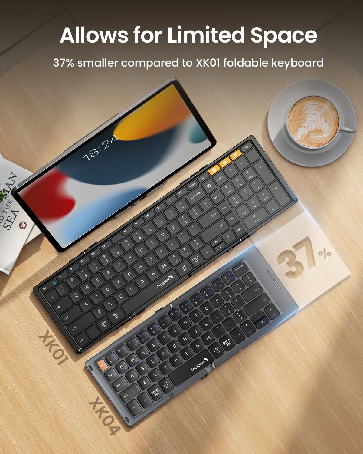 Foldable Bluetooth Keyboard with PU Leather