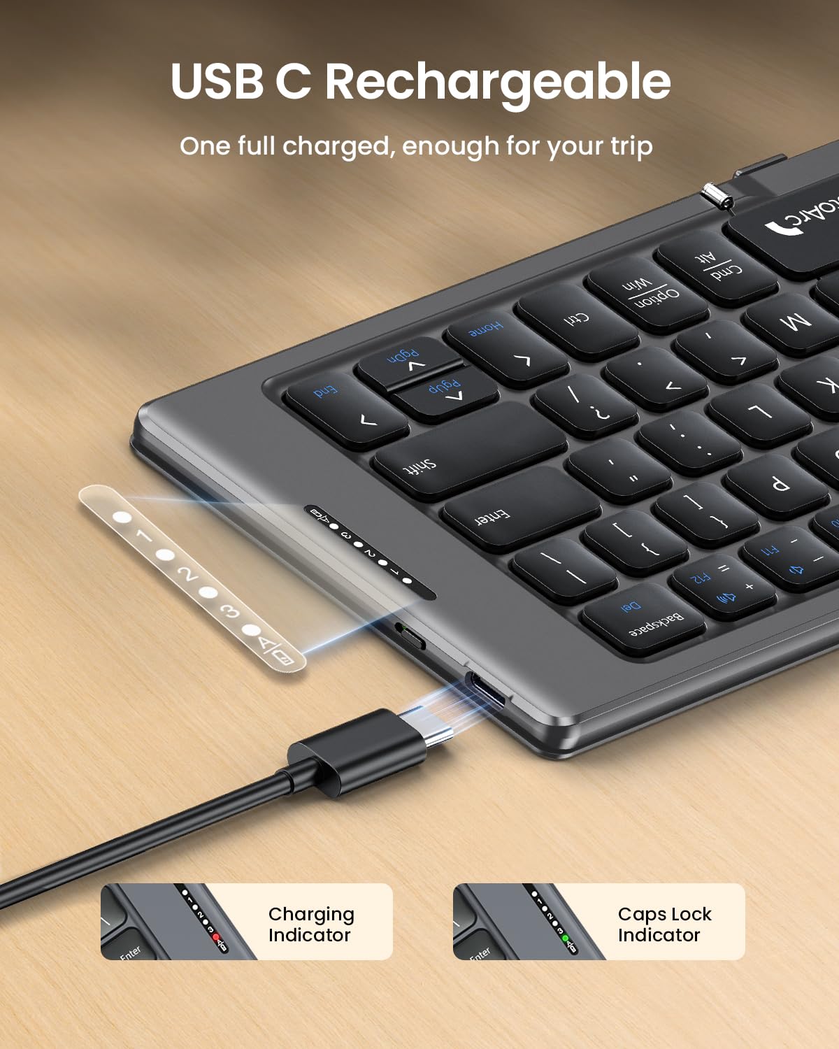 Foldable Bluetooth Keyboard with PU Leather