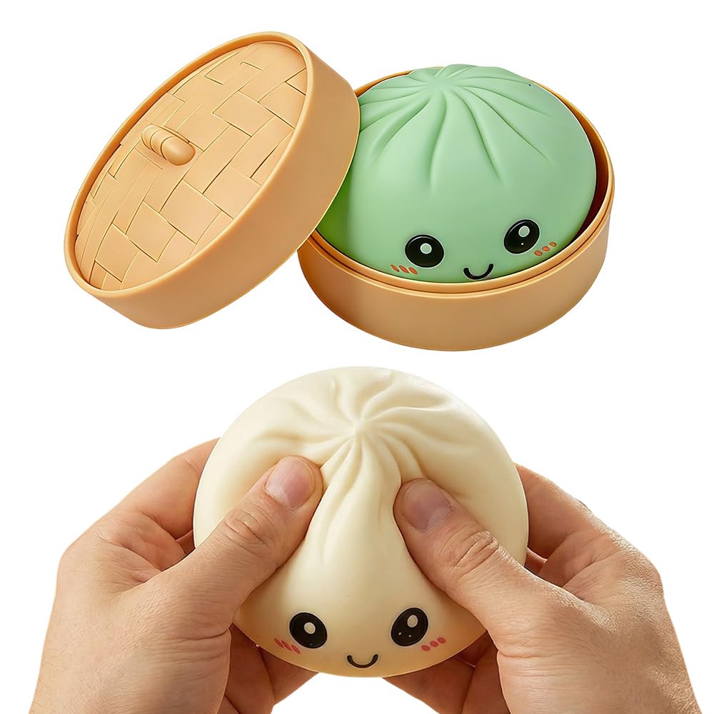 Dumpling Squishies, Squeeze Sensory Stress Relief Dumpling with Steamer Box