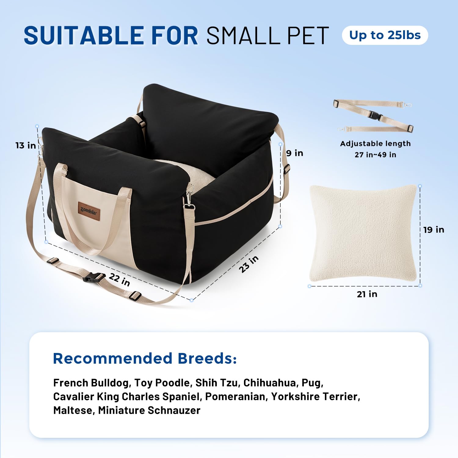 Car Seat for Small Pets - Waterproof Pet Booster Seat for Car with Clip-On Safety Leash