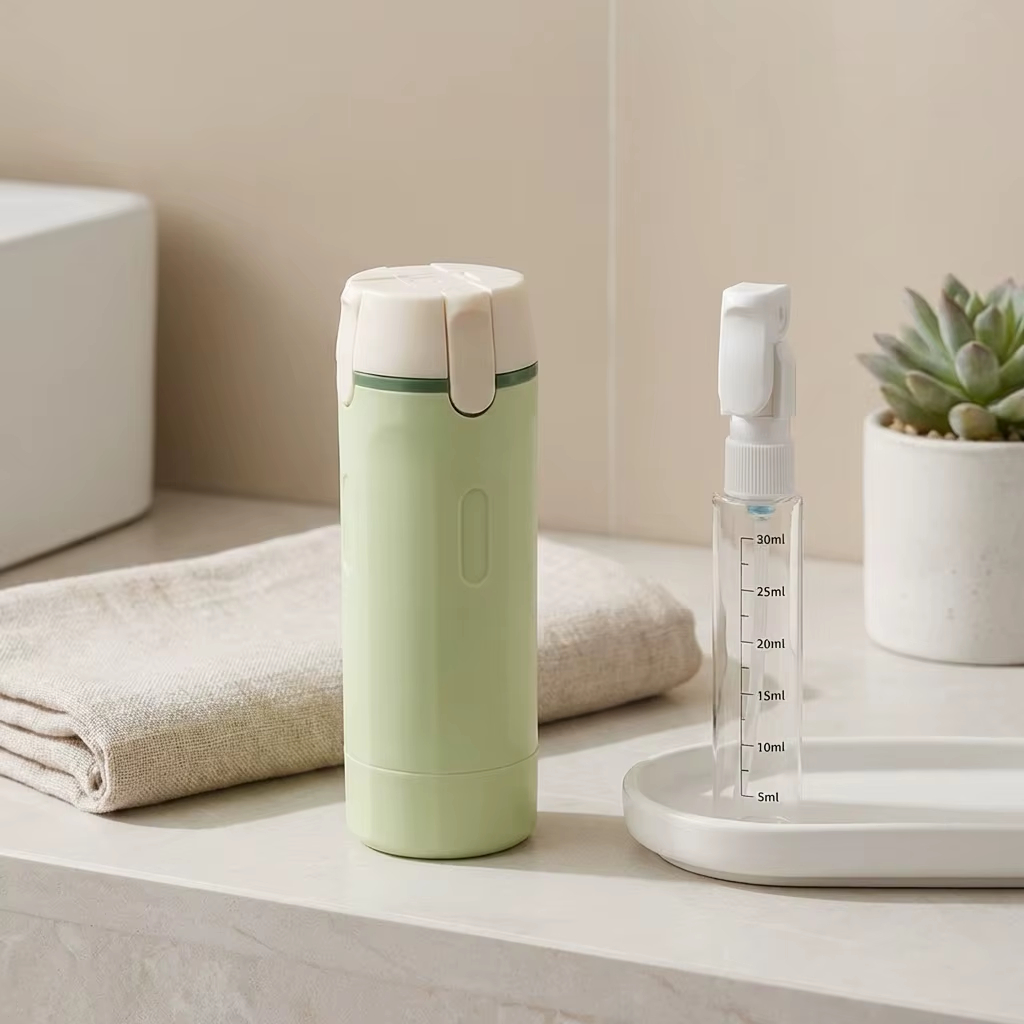 Portable Durable ABS Waterproof 4 in 1 Travel Dispenser Bottle Toiletries Refillable Leak-Proof Shampoo Shower Storage Cosmetic