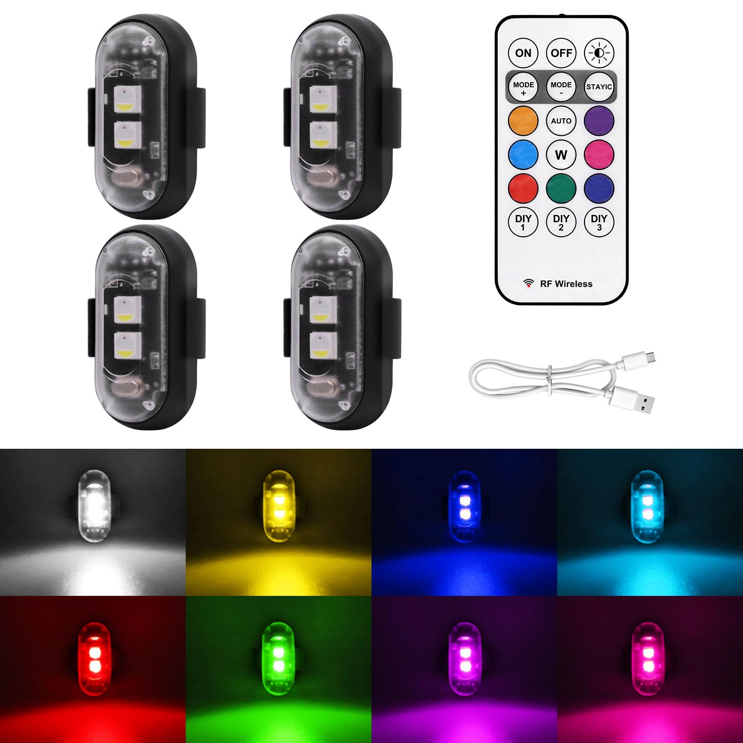Wireless Warning 8-Color LED Strobe Light Kit