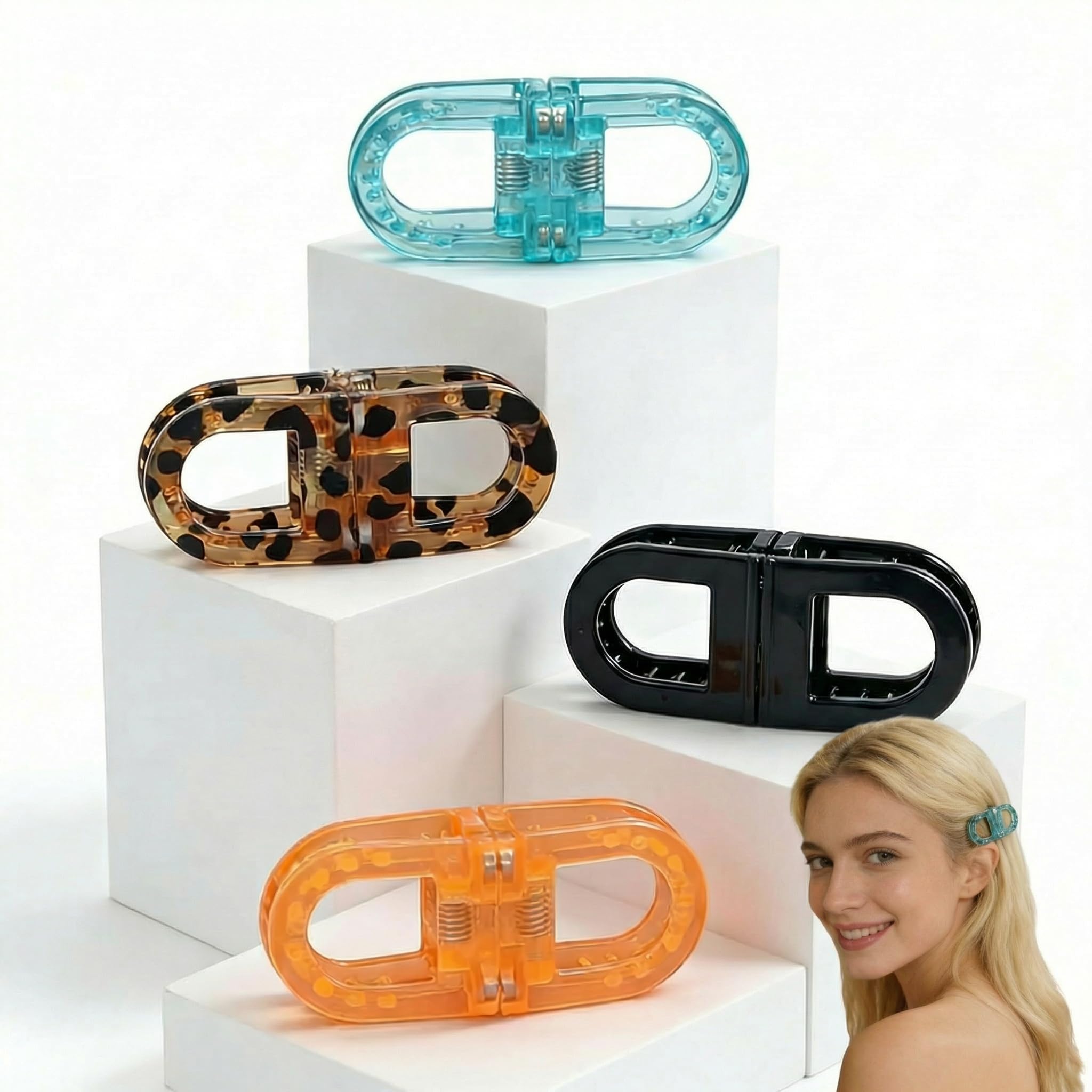 Magnetic Hair Clips 4 PackNo-Slip Auto-Closure Hair Styling Clips for Women and Girls