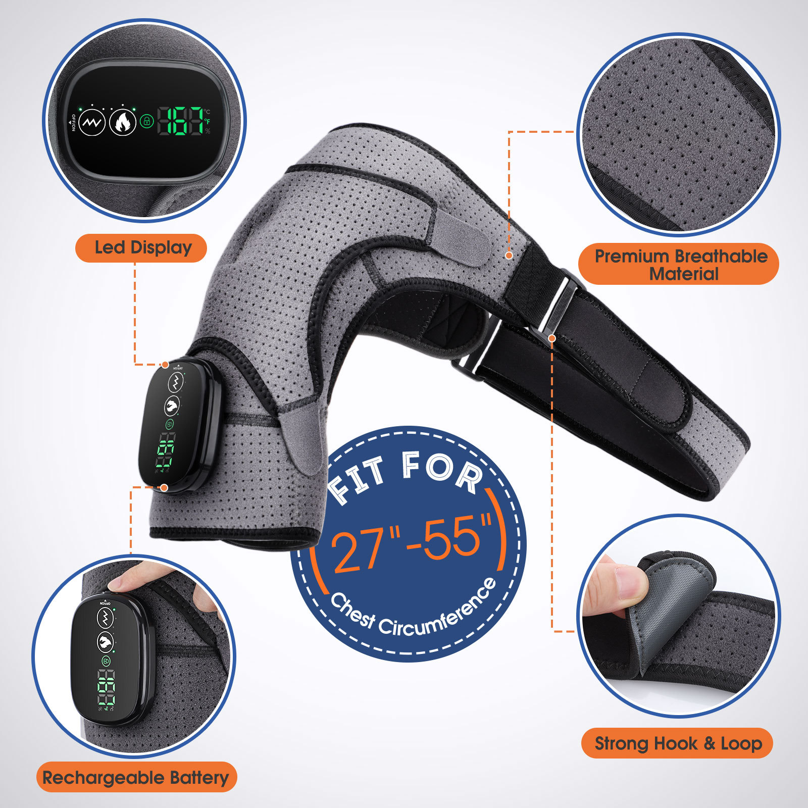 Explosives Heating Shoulder Pad with Hot Compress Warm Massage for Middle-Aged Men Women USB Cable Shoulder Massager