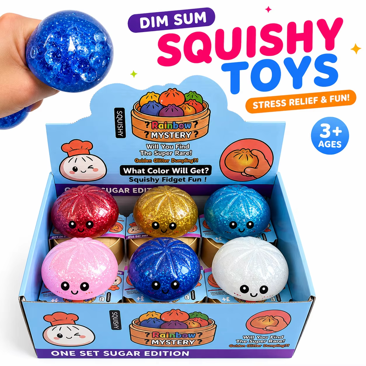 Dumpling Squishies, Squeeze Sensory Stress Relief Dumpling with Steamer Box