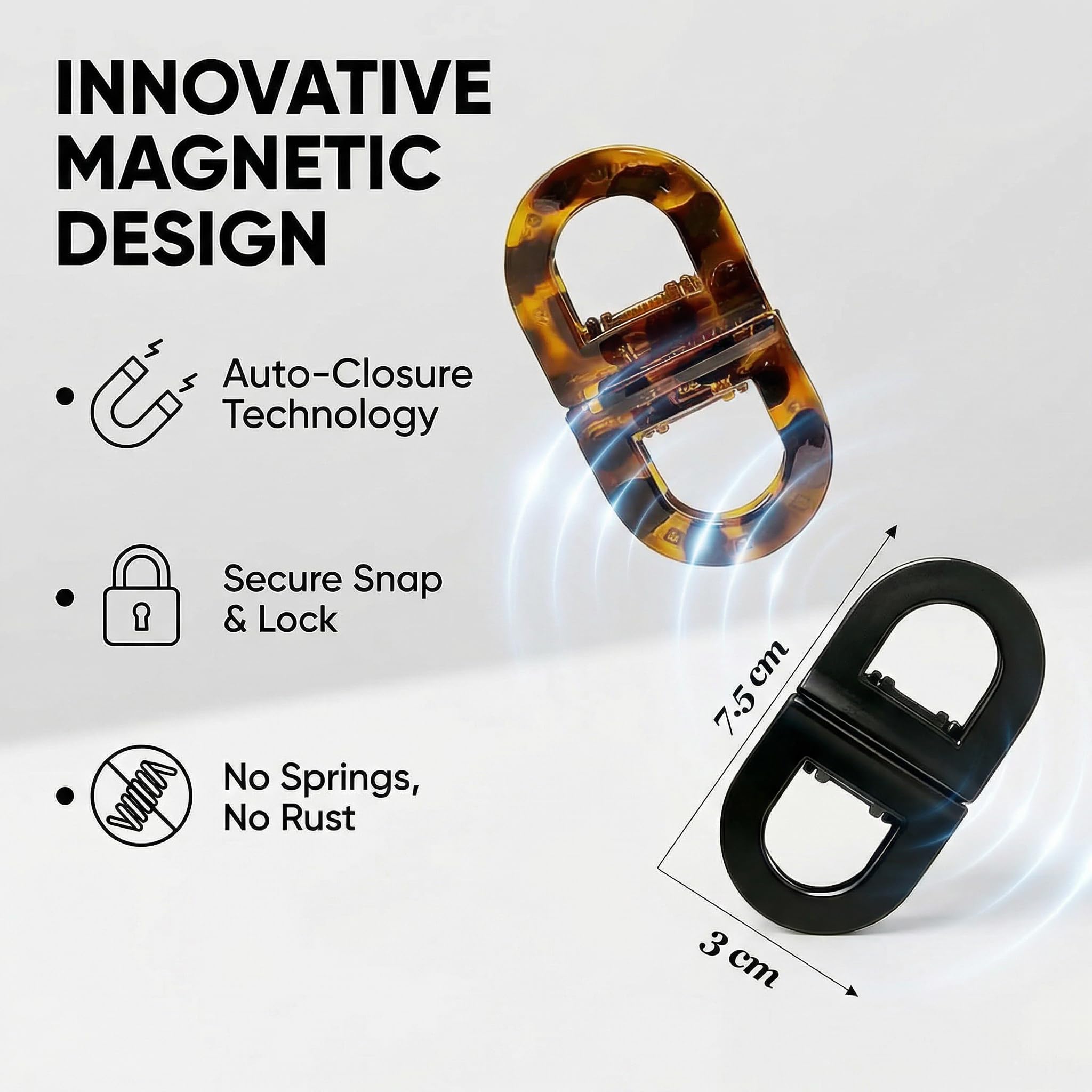 Magnetic Hair Clips 4 PackNo-Slip Auto-Closure Hair Styling Clips for Women and Girls