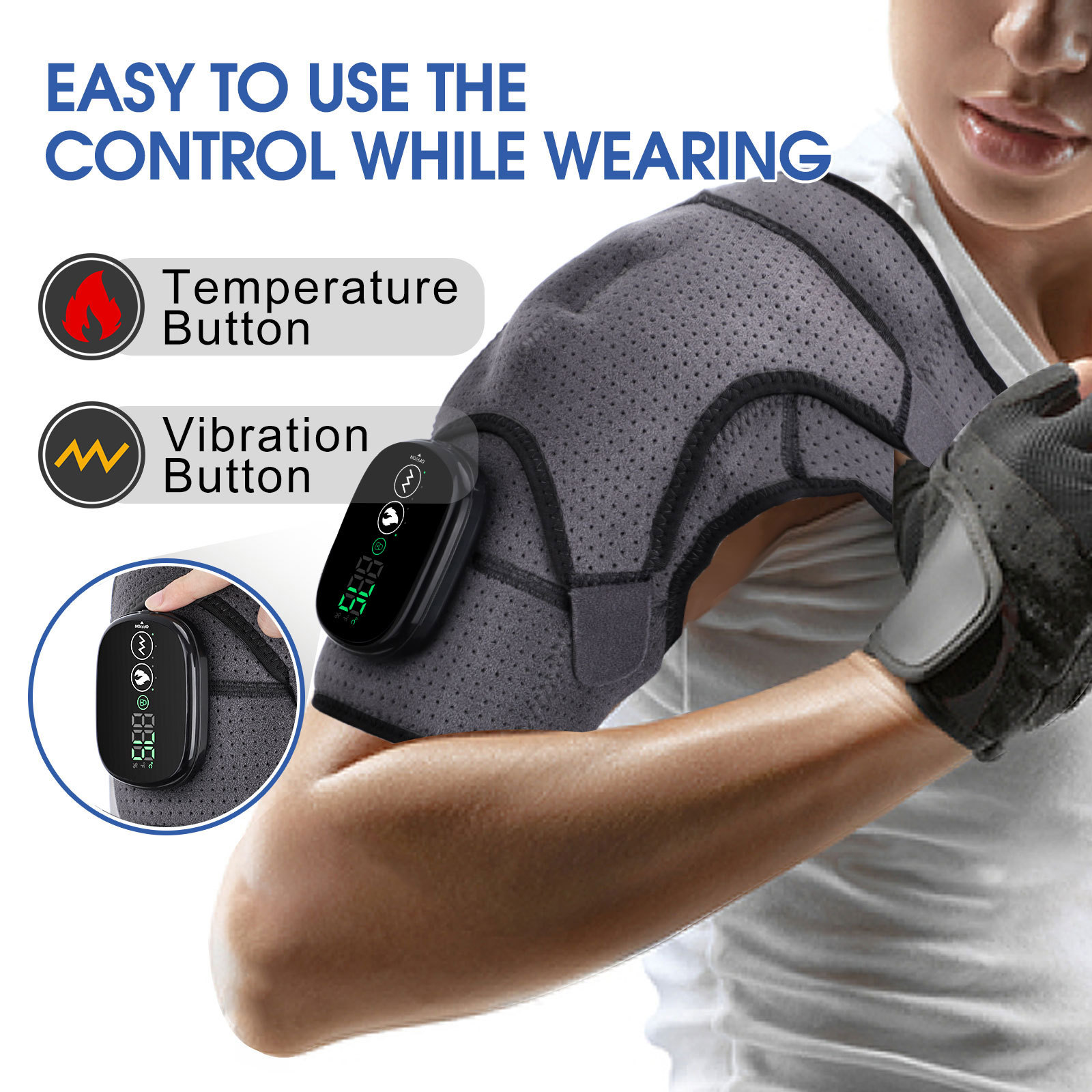Explosives Heating Shoulder Pad with Hot Compress Warm Massage for Middle-Aged Men Women USB Cable Shoulder Massager