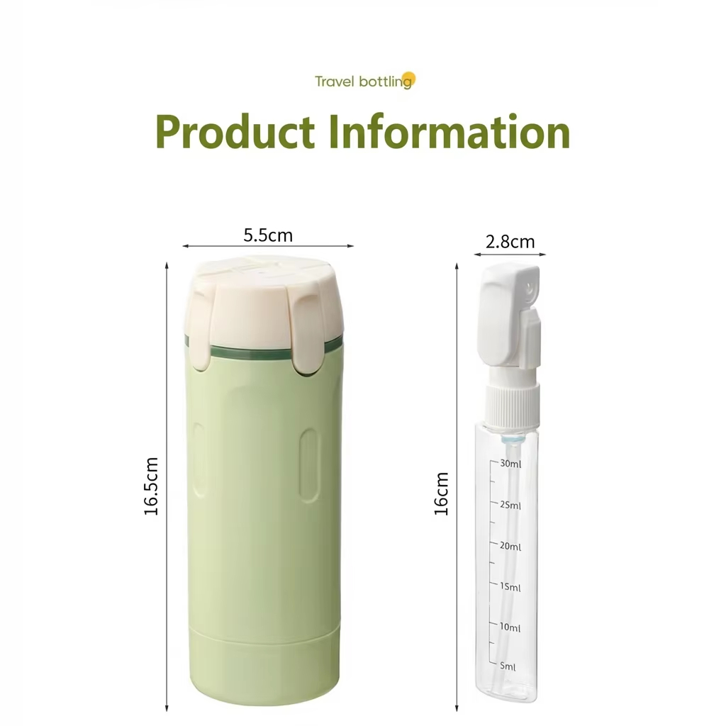 Portable Durable ABS Waterproof 4 in 1 Travel Dispenser Bottle Toiletries Refillable Leak-Proof Shampoo Shower Storage Cosmetic