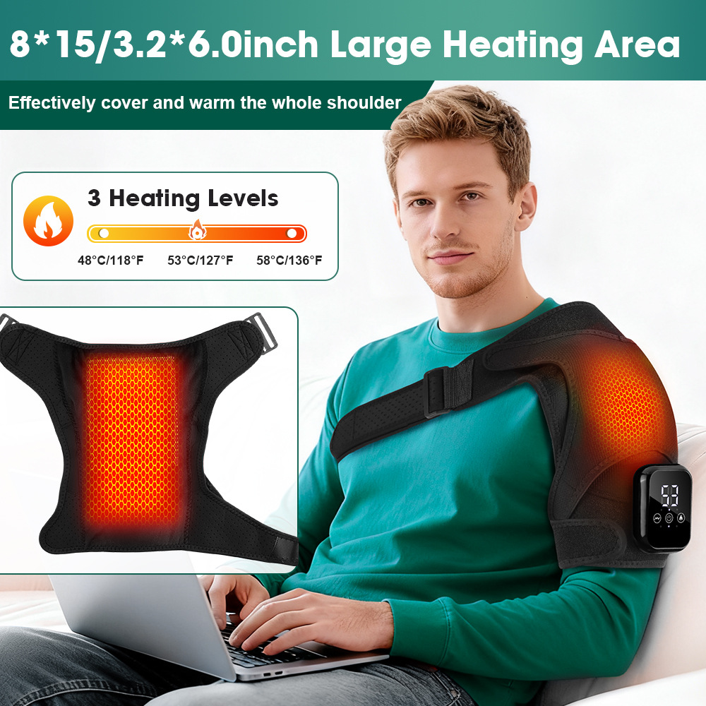 Explosives Heating Shoulder Pad with Hot Compress Warm Massage for Middle-Aged Men Women USB Cable Shoulder Massager