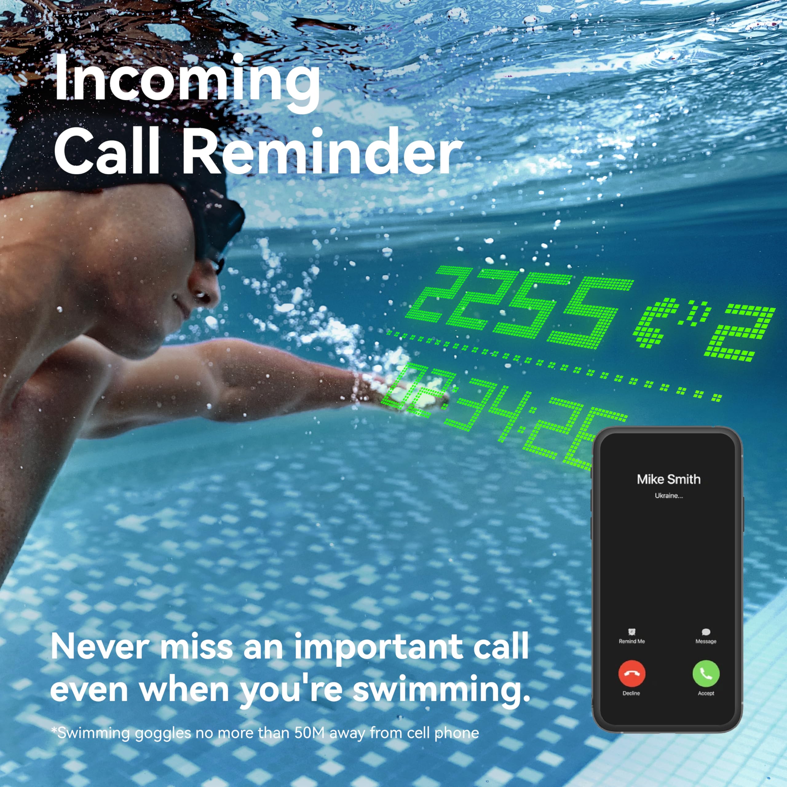 Smart Swim Goggles, 2GO Swimming Goggles, AR Real-time Display, AI Data Analysis