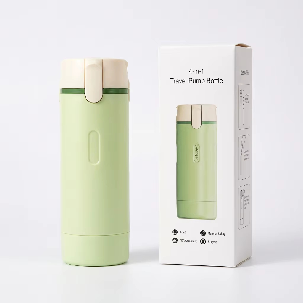 Portable Durable ABS Waterproof 4 in 1 Travel Dispenser Bottle Toiletries Refillable Leak-Proof Shampoo Shower Storage Cosmetic