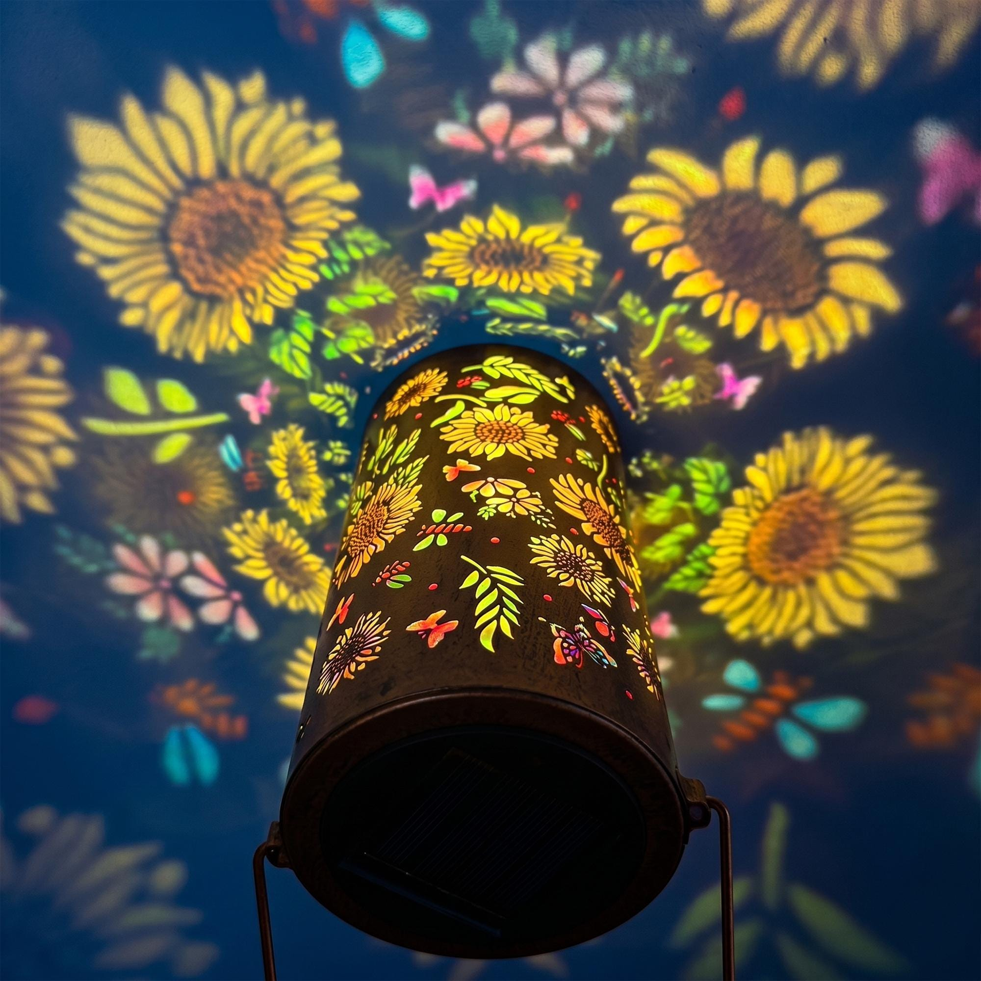  Hanging Colorful Sunflower Solar Lantern,Waterproof Metal Outdoor Light,  Garden Decor