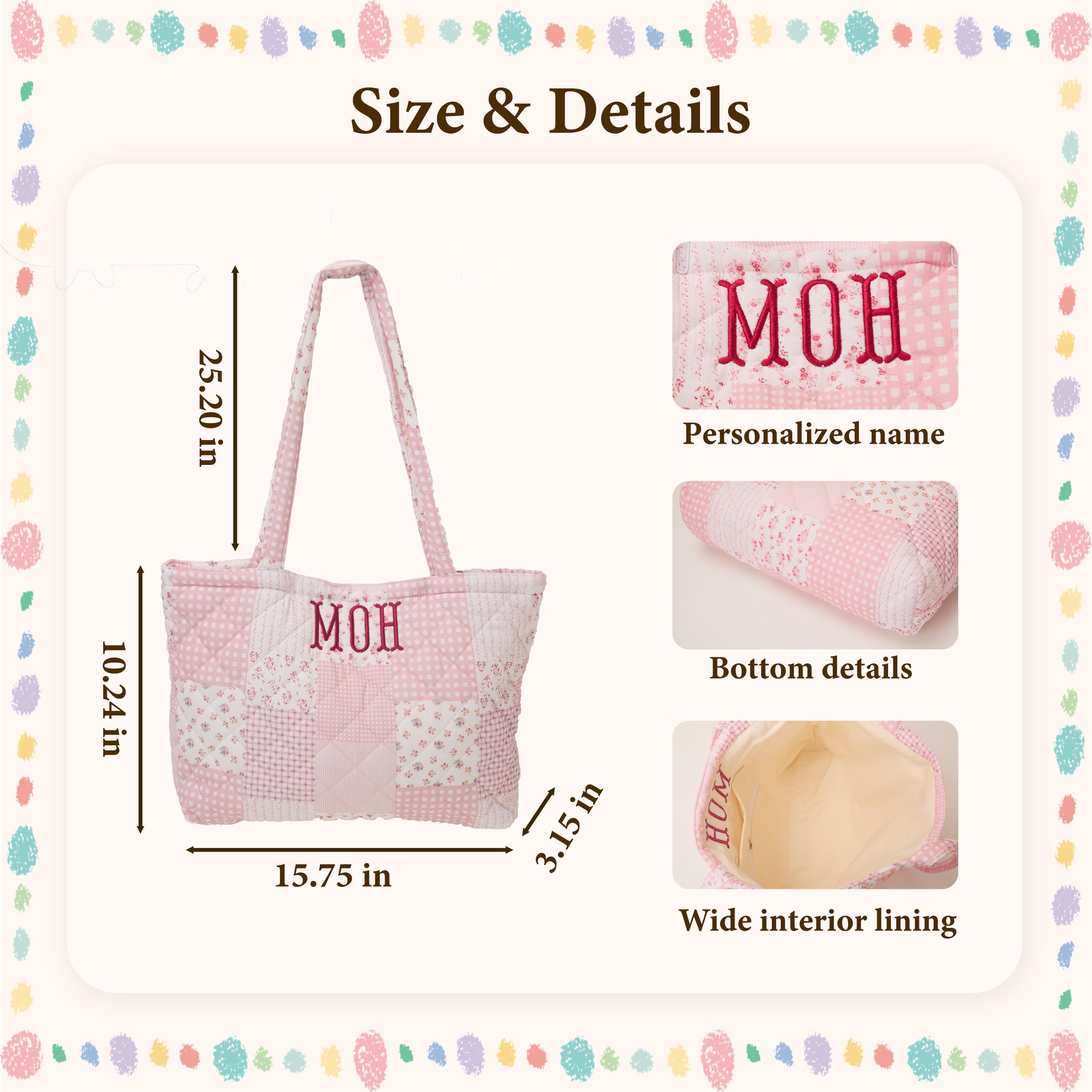 Personalized "Dream Garden" Series Quilted Tote Bag – Embroidered Name